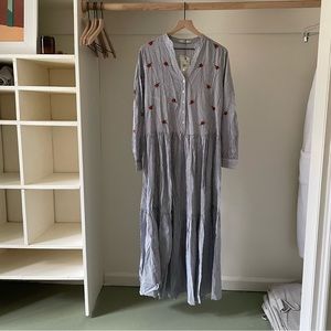 NWT Cotton Floral Embroidered Tiered Maxi Dress